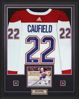 Cole Caufield Signed Jersey Framed 34x42 Montreal Canadiens White Adidas