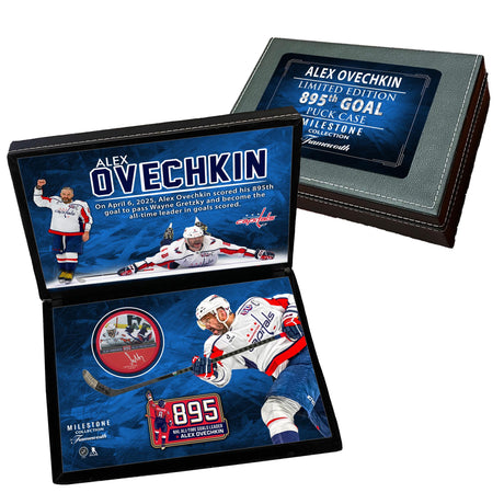 Alexander Ovechkin Washington Capitals Signed 895th Goal Red Hockey Puck in a Deluxe Case- Limited Edition of 895 - AUCTION