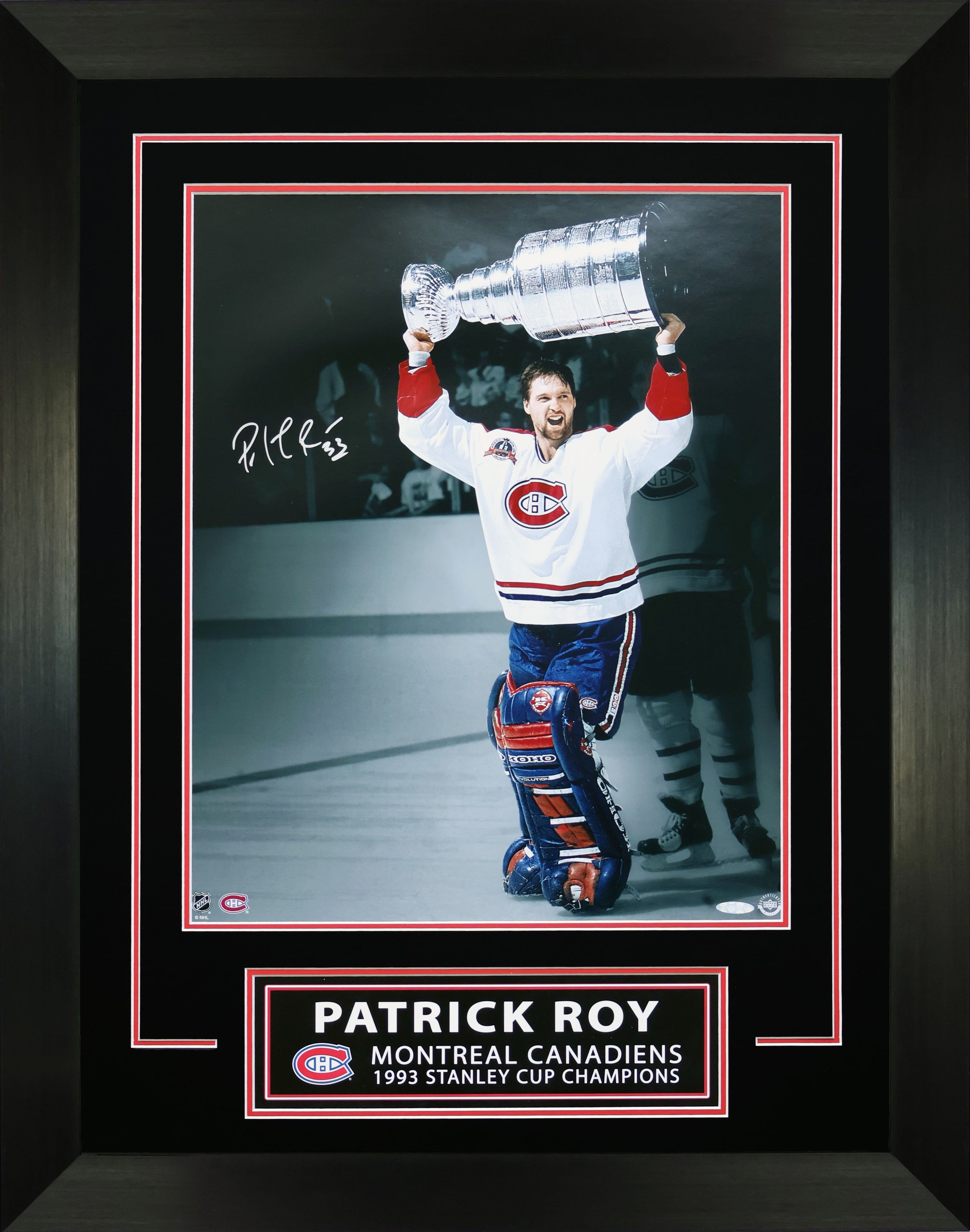 Patrick Roy Signed 16x20 Photo Framed Montreal Canadiens 1992-93