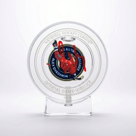 Alex Ovechkin Signed Washington Capitals 895th Goal Crystal Puck - Filled with Game - Used Ice from a Washington Capitals Game During the 895th Goal Season - AUCTION