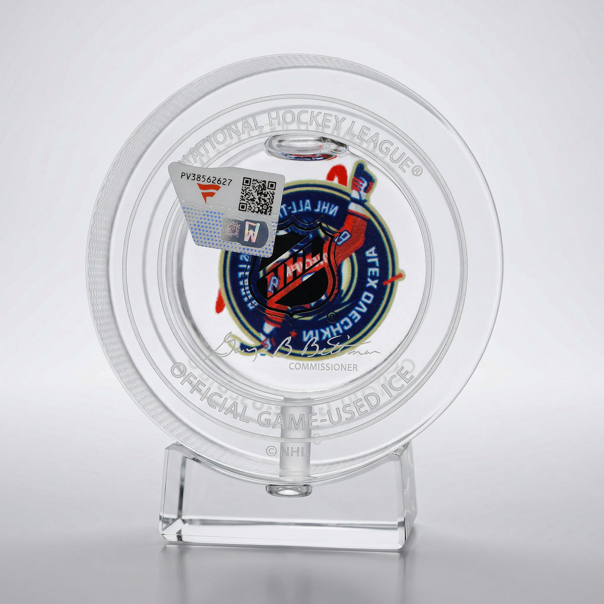 Alex Ovechkin Signed Washington Capitals 895th Goal Crystal Puck - Filled with Game - Used Ice from a Washington Capitals Game During the 895th Goal Season - AUCTION