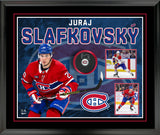 Juraj Slafkovsky Signed Official Game Puck Montreal Canadiens in a PhotoGlass Frame 26x22 - AUCTION