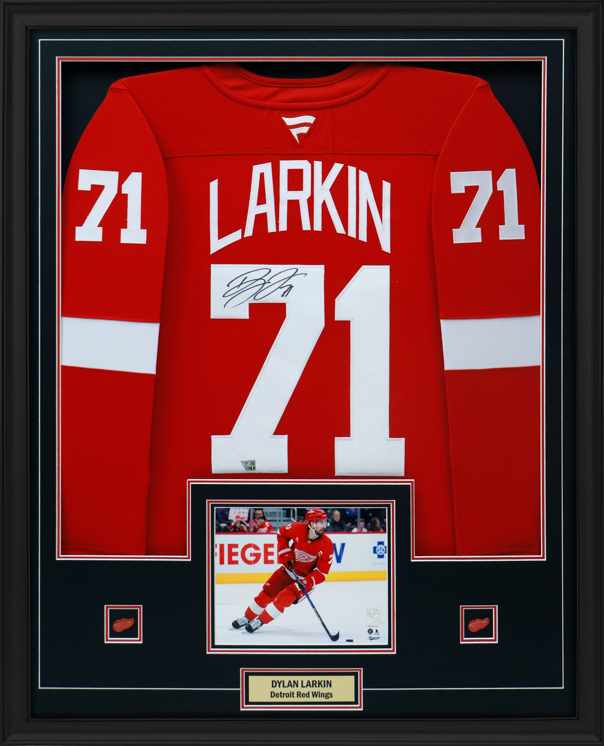 Dylan Larkin Signed Framed 34x42 Detroit Red Wings Home Fanatics Premium Jersey - AUCTION