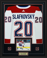 Juraj Slafkovsky Signed Framed 34x42 Montreal Canadiens Away Adidas Authentic Jersey - AUCTION