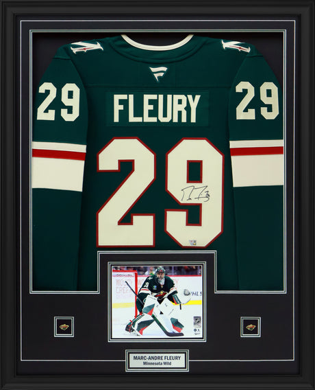 Marc - Andre Fleury Signed Framed 34x42 Minnesota Wild Home Fanatics Premium Jersey - AUCTION