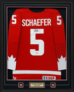 Matthew Schaefer Signed Framed 34x42 2025 World Juniors Team Canada Red Jersey