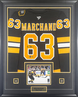 Brad Marchand Signed Boston Bruins Framed 32x42 Home Fanatics Premium Jersey - AUCTION