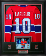 Guy Lafleur Signed Framed Montreal Canadiens Red Jersey with "1st Pick 1971" Inscribed - AUCTION
