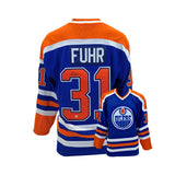 Grant Fuhr Signed Edmonton Oilers Replica Blue Vintage Fanatics Jersey - AUCTION