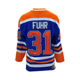 Grant Fuhr Signed Edmonton Oilers Replica Blue Vintage Fanatics Jersey - AUCTION