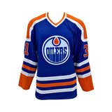 Grant Fuhr Signed Edmonton Oilers Replica Blue Vintage Fanatics Jersey - AUCTION