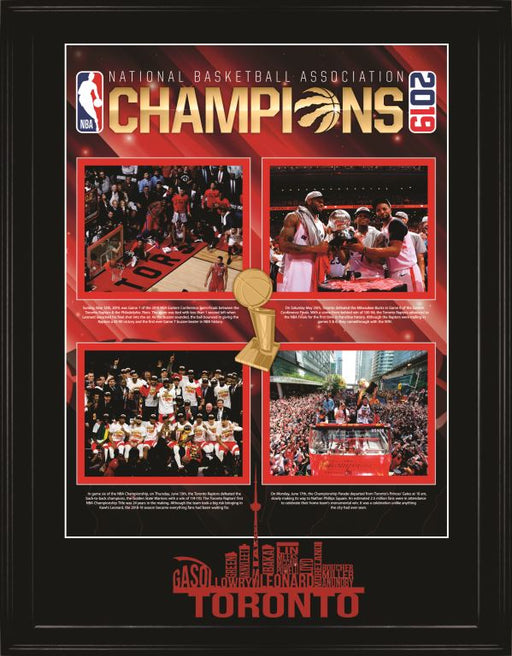 Toronto Raptors Framed Championship Collage with City Skyline - Frameworth Sports Canada 