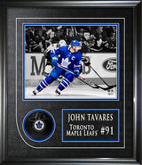 John Tavares Signed Framed Toronto Maple Leafs Puck