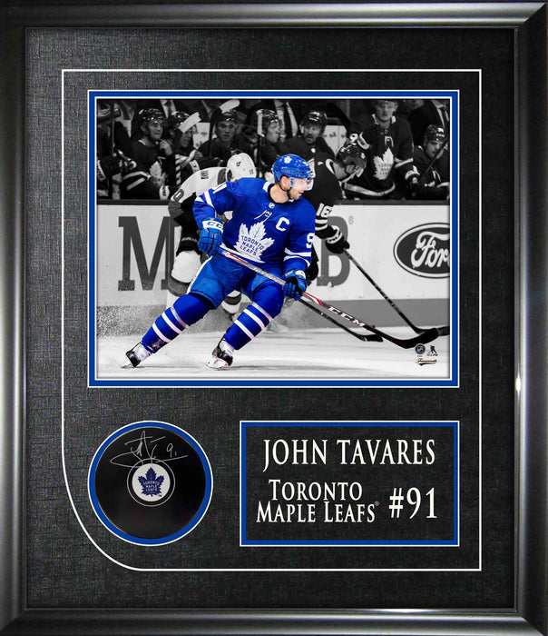 John Tavares Signed Framed Toronto Maple Leafs Puck