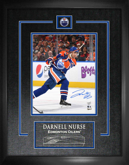 Darnell Nurse Edmonton Oilers Signed Framed 8x10 Shooting Follow Through Photo - Frameworth Sports Canada 