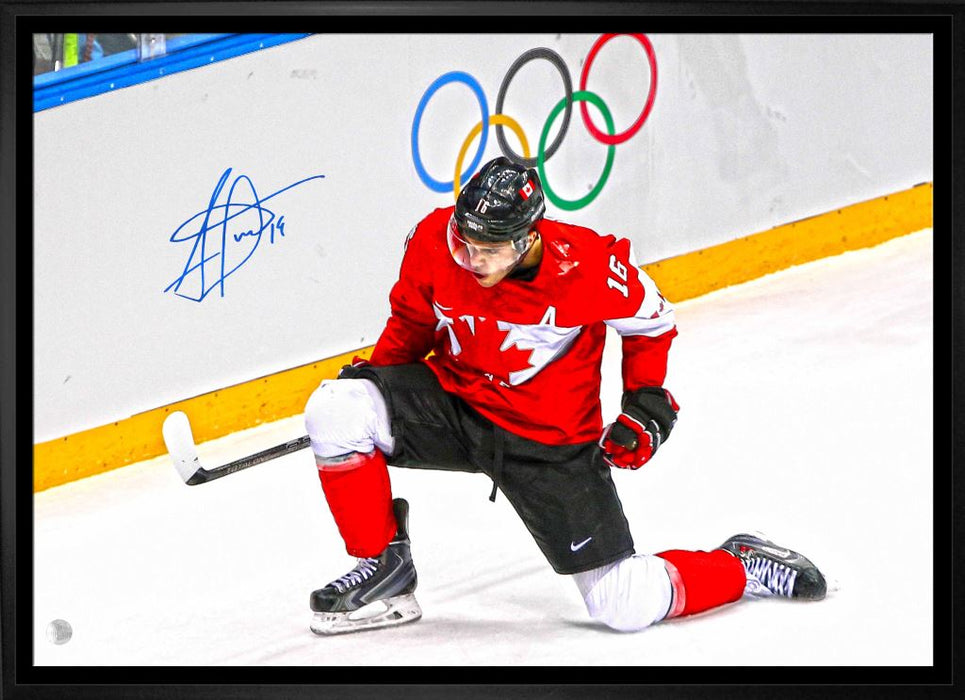 Jonathan Toews Signed 20x29 Canvas Framed Canada Celebration-H