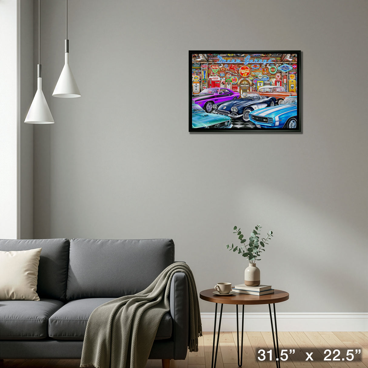 Dream Garage 20x29 Framed Canvas By Michel Fishel – Detail – Frameworth