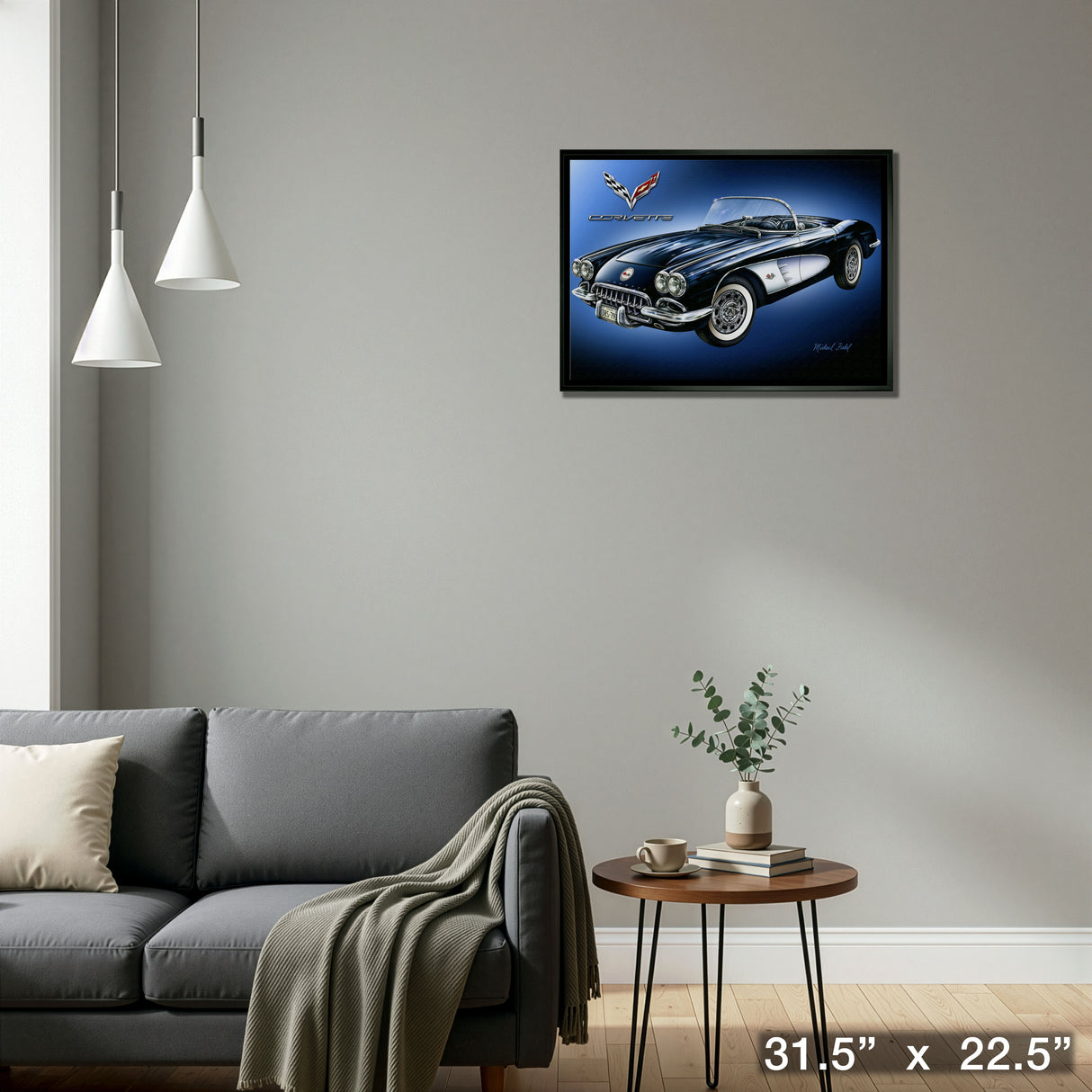 Corvette 20x29 Framed Canvas by Michael Fishel – Detail – Frameworth