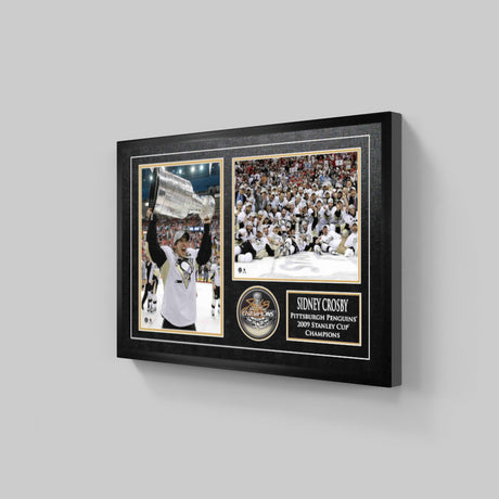 Sidney Crosby Signed Framed 2009 Stanley Cup Pittsburgh Penguins Puck with 2 Photos