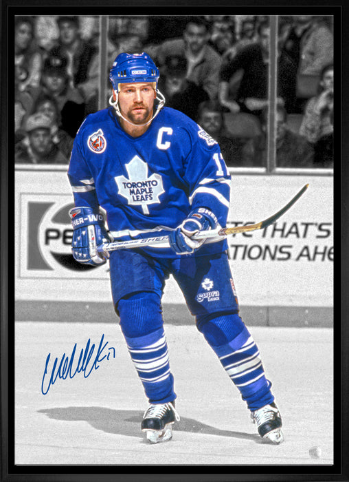 Wendel Clark Toronto Maple Leafs Signed Framed 20x29 Spotlight Canvas