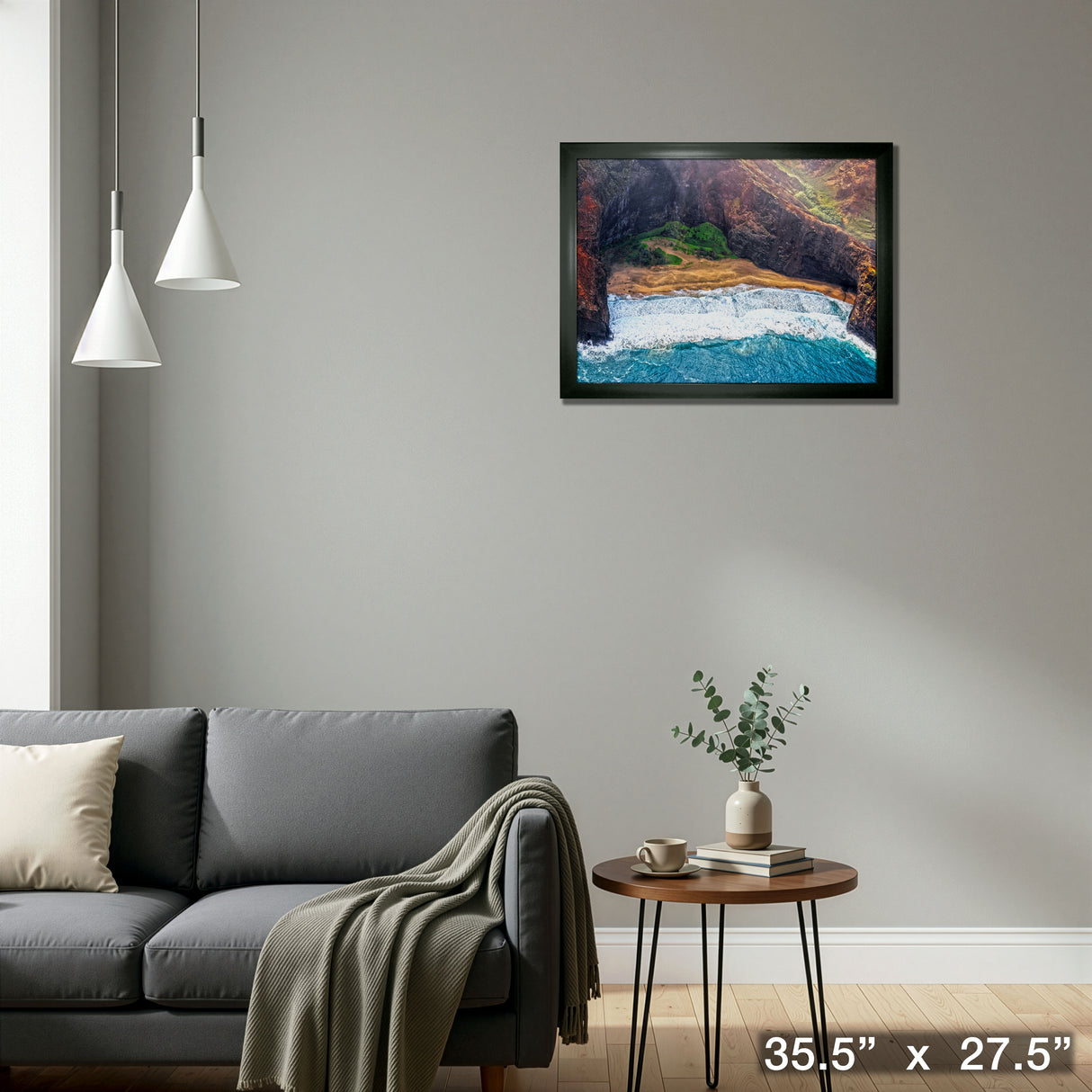 Kauai Hawaii 24x32 Framed Canvas View From Above – Detail – Frameworth