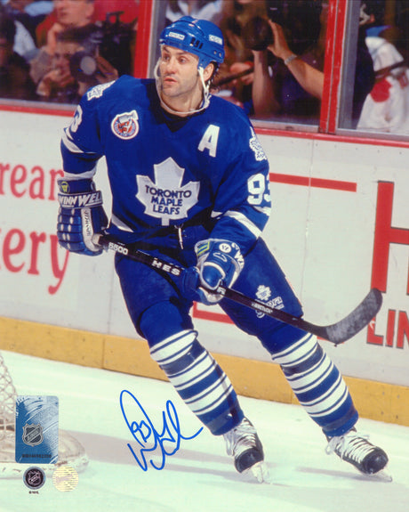 Doug Gilmour Signed Toronto Maple Leafs Blue Action Wearing "A" 8x10 Photo - Frameworth Sports Canada 