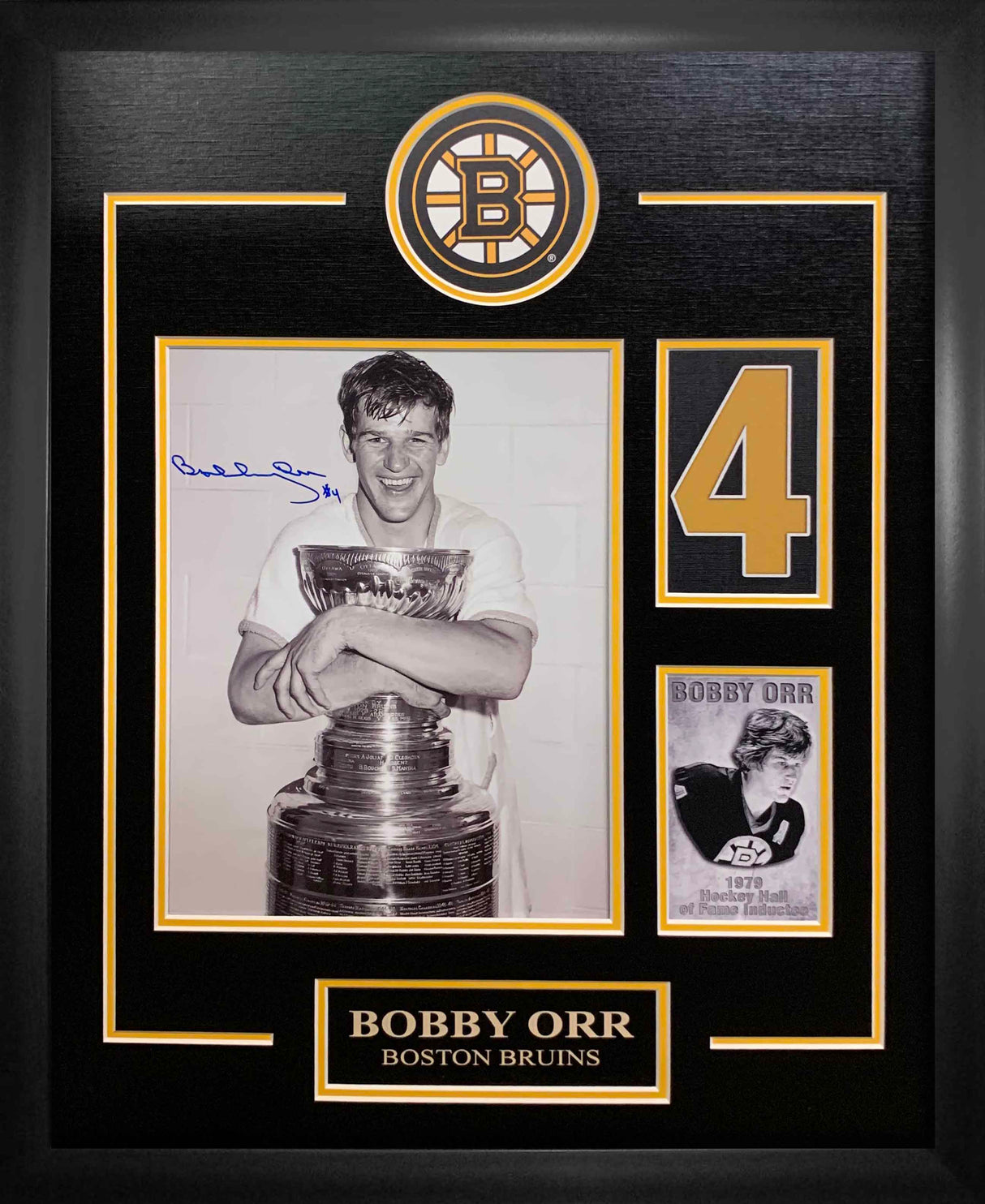 Bobby Orr Signed 9x12 Hugging Cup Framed Collage