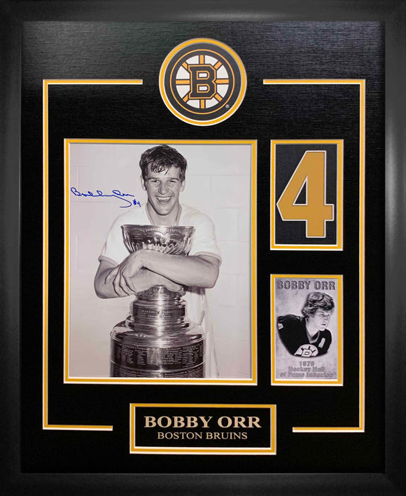 Bobby Orr Signed 9x12 Hugging Cup Framed Collage - Frameworth Sports Canada 