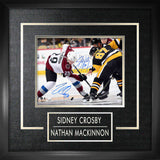 Sidney Crosby and Nathan MacKinnon Dual Signed Framed 8x10 Faceoff Photo Pittsburgh Penguins vs Colorado Avalanche