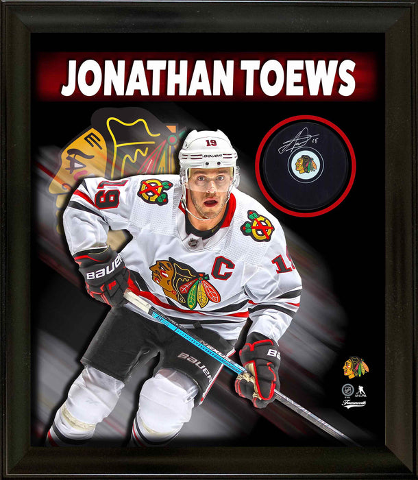 Jonathan Toews Signed PhotoGlass Framed Chicago Blackhawks Puck