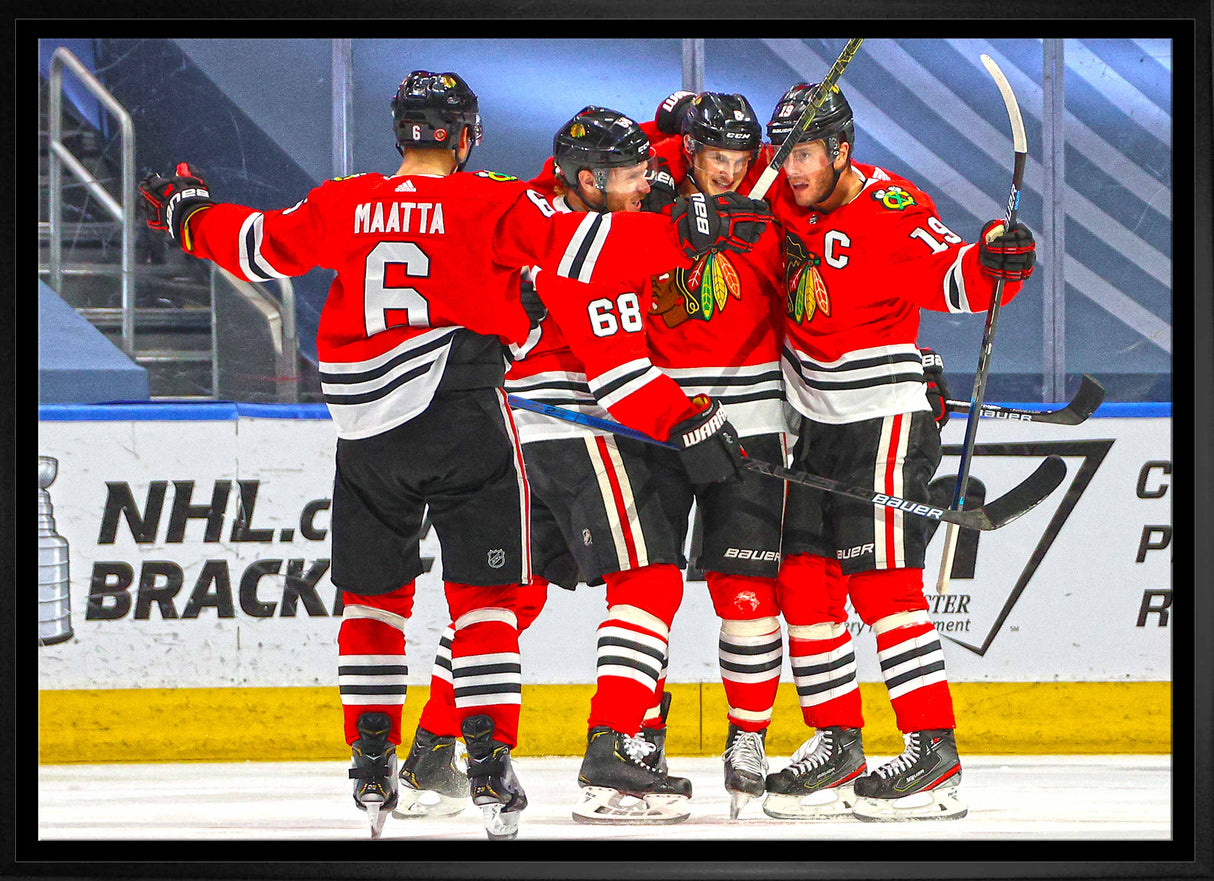 Chicago Blackhawks Framed 20x29 Goal Celebration Canvas