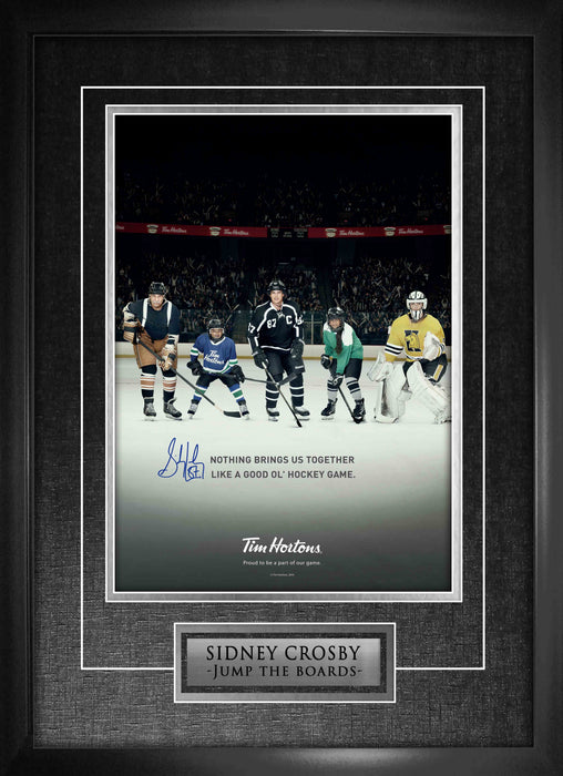 Sidney Crosby Pittsburgh Penguins Signed Framed Jump the Boards Print