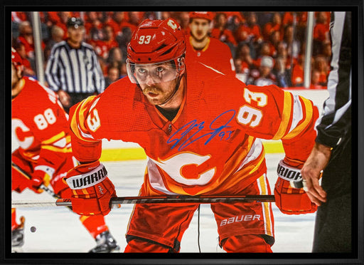 Sam Bennett Calgary Flames Signed 20x29 Faceoff Canvas - Frameworth Sports Canada 