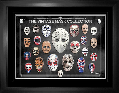 Hockey Goalie Masks Through the Decades Framed Print - Frameworth Sports Canada 