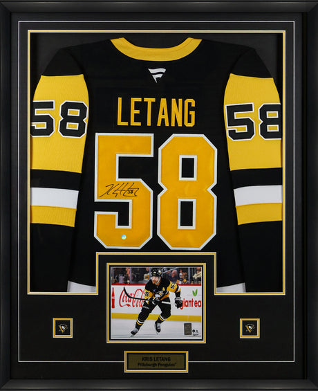 Kris Letang Signed Framed Jersey Penguins Black Fanatics Premium - AUCTION