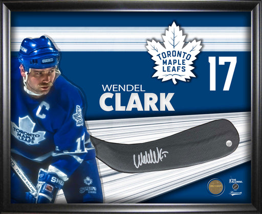 Wendel Clark Signed Stickblade Framed PhotoGlass Maple Leafs - Frameworth Sports Canada 