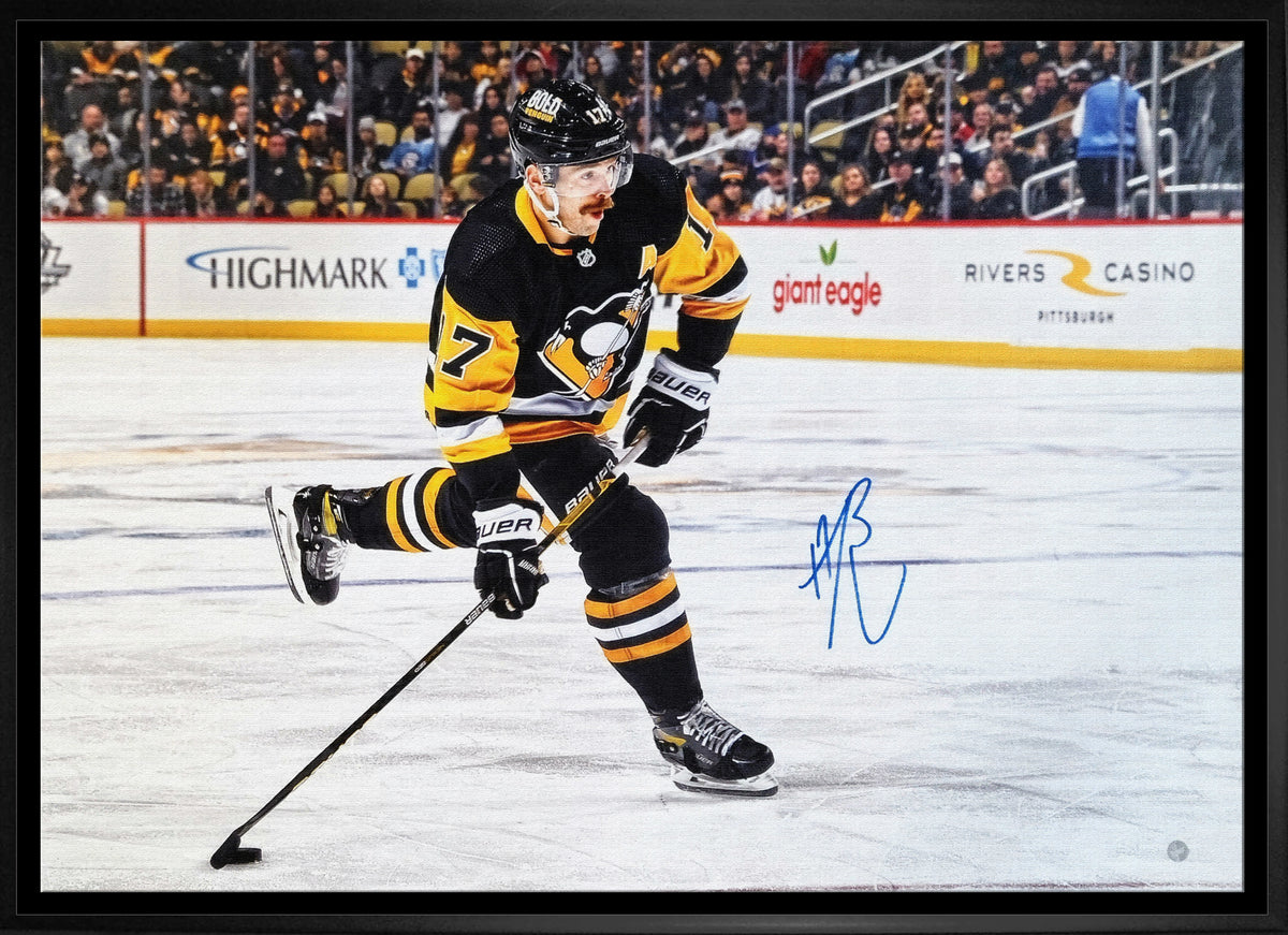 Bryan Rust Signed Framed 20x29 Pittsburgh Penguins Shooting Canvas - AUCTION