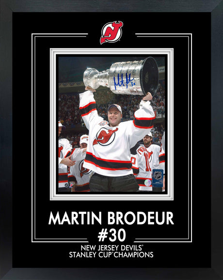 Martin Brodeur Signed 8x10 Framed PhotoGlass New Jersey Stanley Cup-V - AUCTION