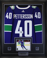 Elias Pettersson Vancouver Canucks Signed Blue Adidas Authentic Jersey Framed - AUCTION
