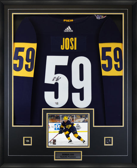 Roman Josi Nashville Predators Signed Gold Adidas Authentic Jersey Framed - AUCTION