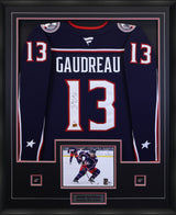 Johnny Gaudreau Signed Jersey Framed Blue Columbus Blue Jackets Fanatics Premium - AUCTION