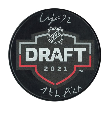William Eklund Signed Draft Puck with "7th Pick" Inscription - AUCTION