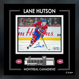 Lane Hutson Signed 8x10 Photo Framed PhotoGlass Montreal Canadiens Action-H