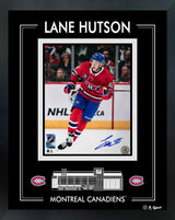 Lane Hutson Signed 8x10 Photo Framed PhotoGlass Montreal Canadiens Action-V