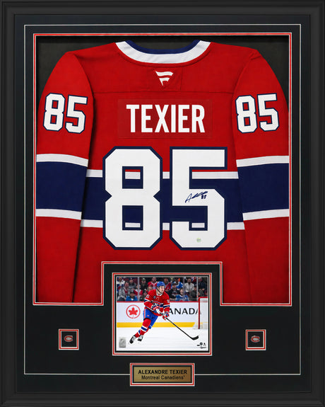Alexandre Texier Signed Framed 34x42 Montreal Canadiens Home Fanatics Premium Jersey - AUCTION