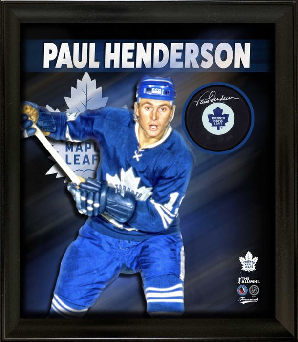 Paul Henderson Signed Framed PhotoGlass Toronto Maple Leafs Puck - Frameworth Sports Canada 