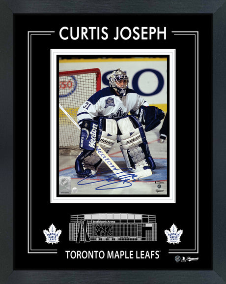 Curtis Joseph Signed Framed 8x10 Photo in a PhotoGlass Toronto Maple Leafs Action - AUCTION