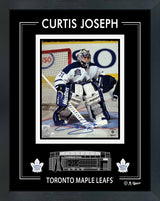 Curtis Joseph Signed Framed 8x10 Photo in a PhotoGlass Toronto Maple Leafs Action