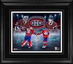 Lane Hutson and Jakub Dobes Dual Signed 16x20 Print Framed Montreal Canadiens Collage (Limited Edition of 25)