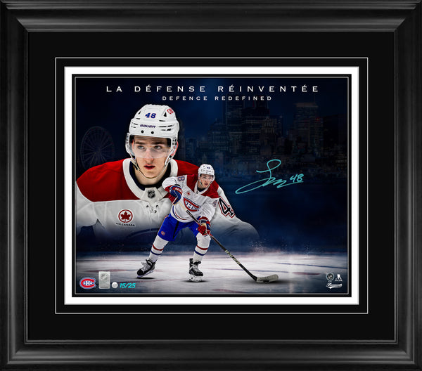 Lane Hutson Signed 16x20 Print Framed Montreal Canadiens "DEFENCE REDEFINED" (Limited Edition of 25)